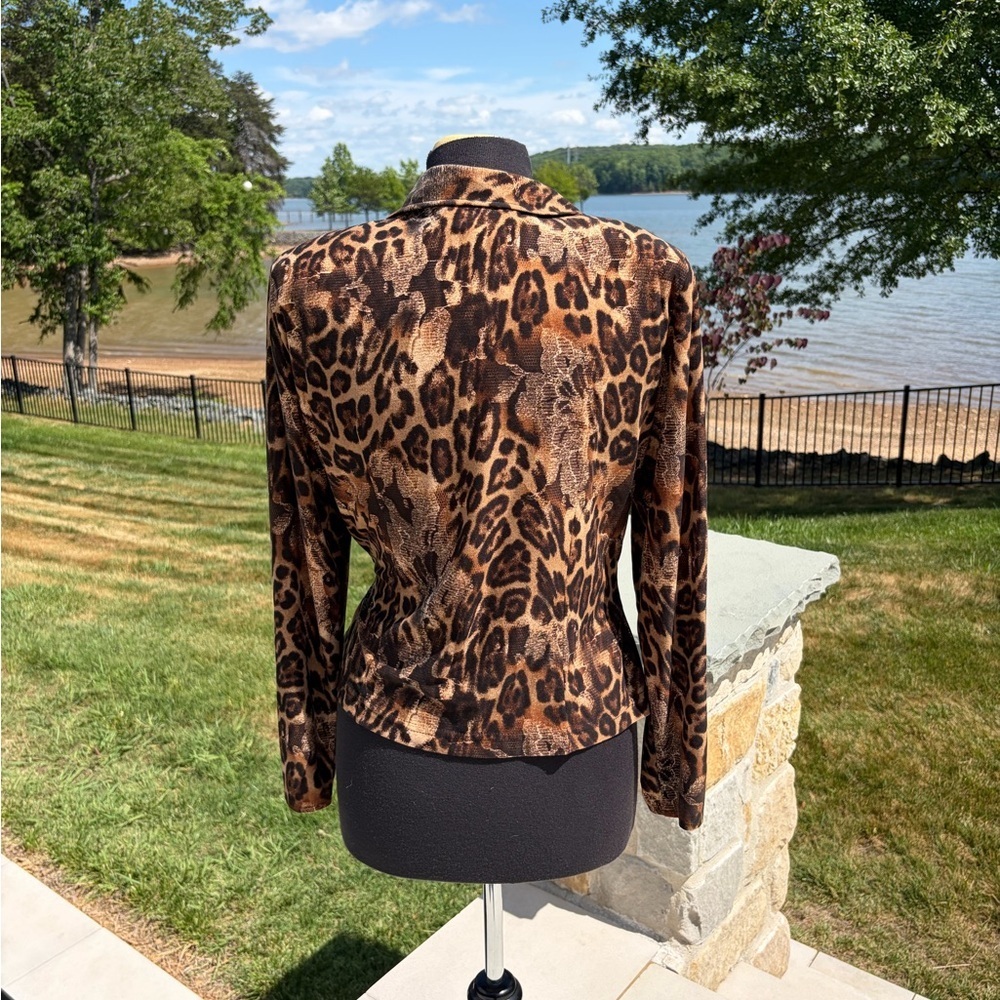 Vintage Jolibel Leopard Print Stretch Top Size 10 - Picture 2 of 3